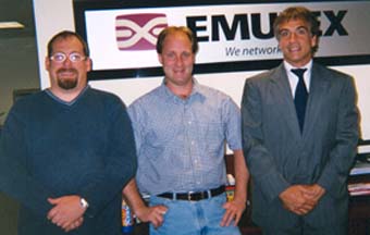 Warren Razzaboni (Emulex DVT Director), Jeff Kopko (Emulex QA Manager) and Norm Hebert at Emulex